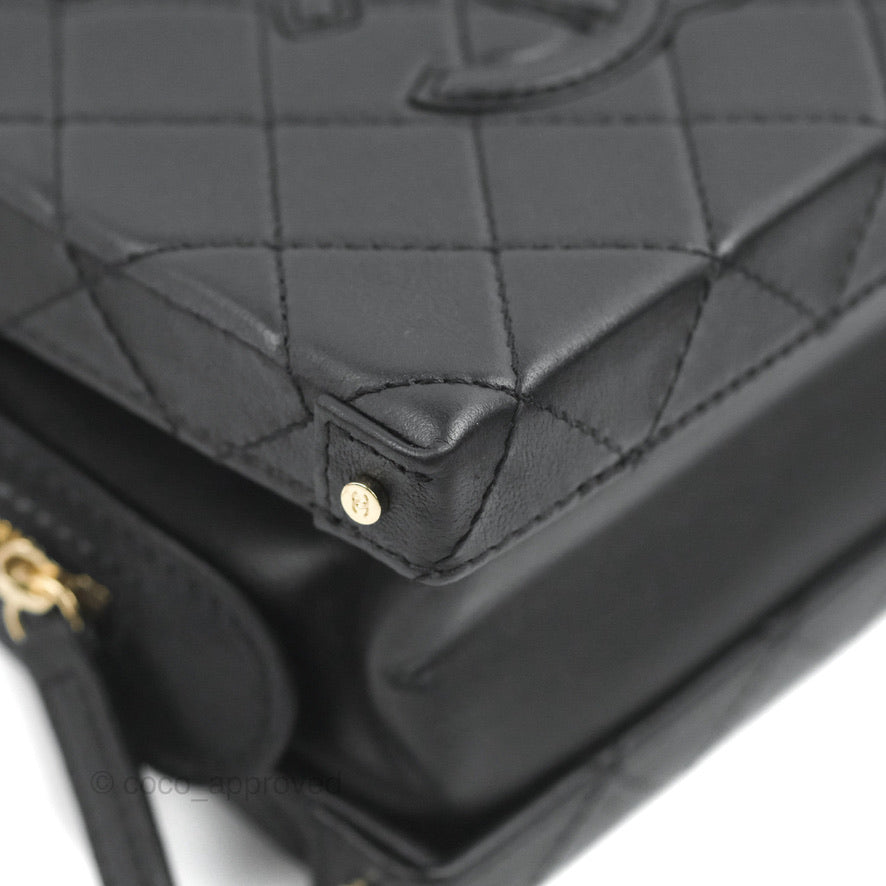 Chanel Quilted Vanity Case with Chain Black Calfskin Gold Hardware 22B