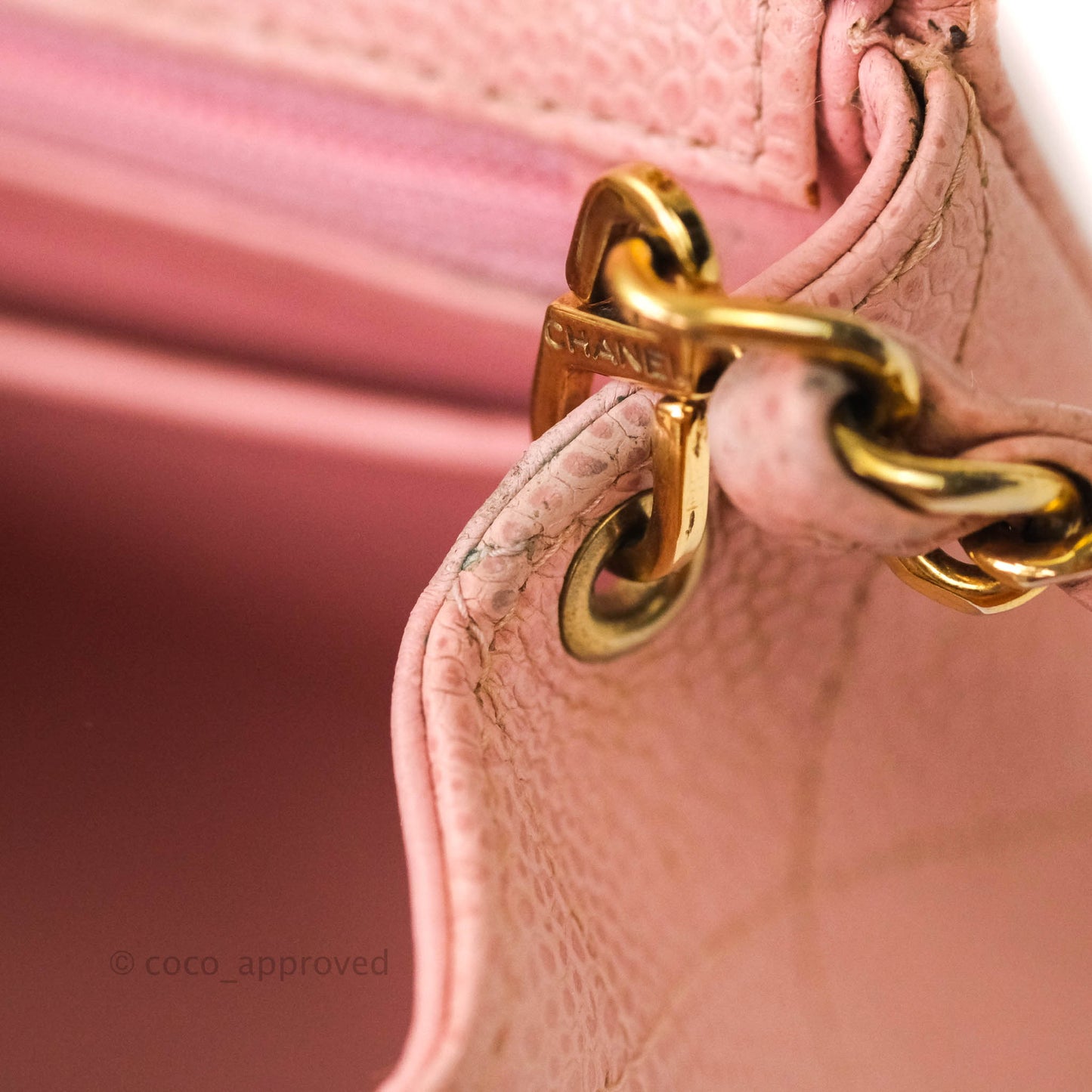 Chanel Quilted Vintage Mini Square Flap Pink Caviar 24K Gold Hardware