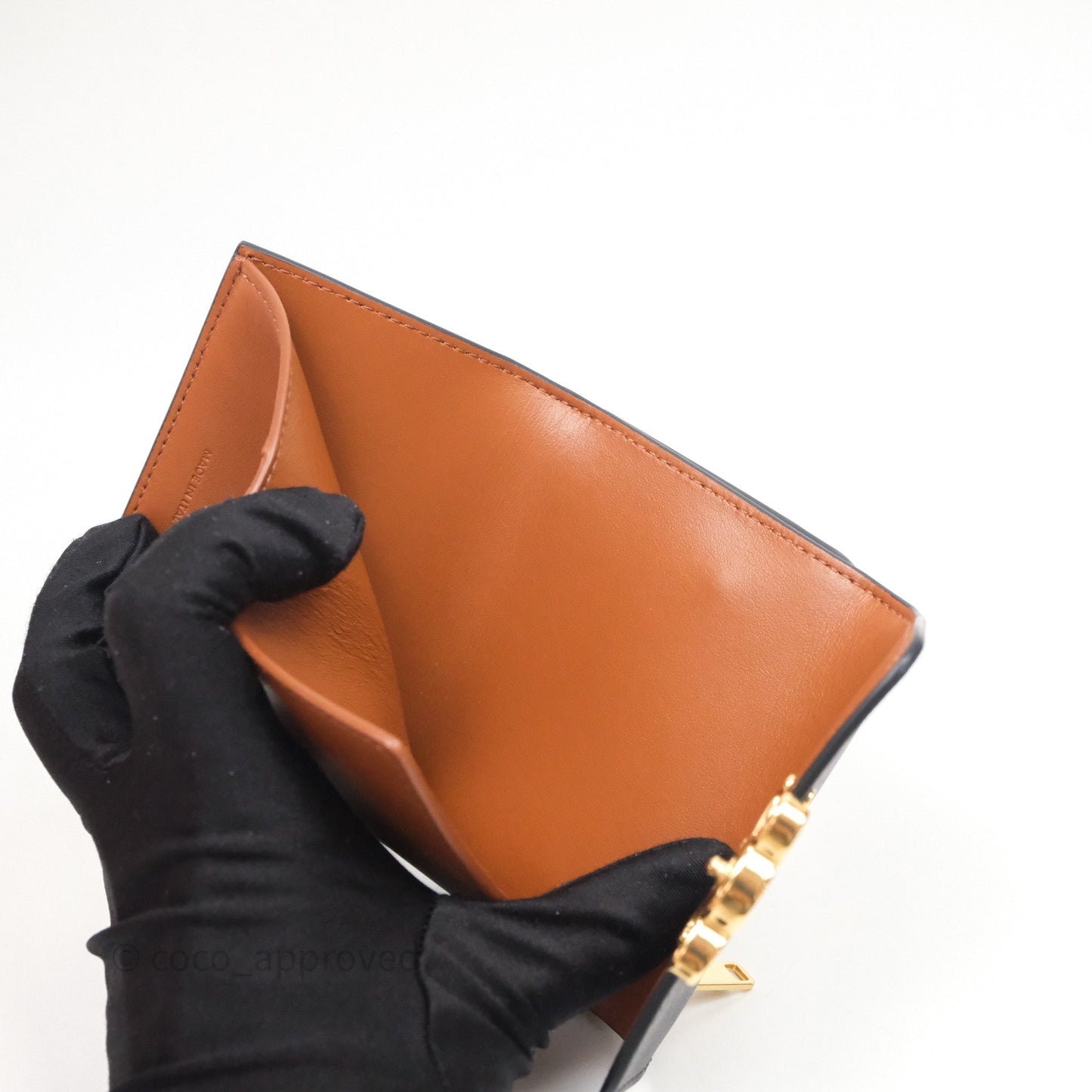 Celine Compact Wallet with Coin Triomphe Canvas Tan Lambskin