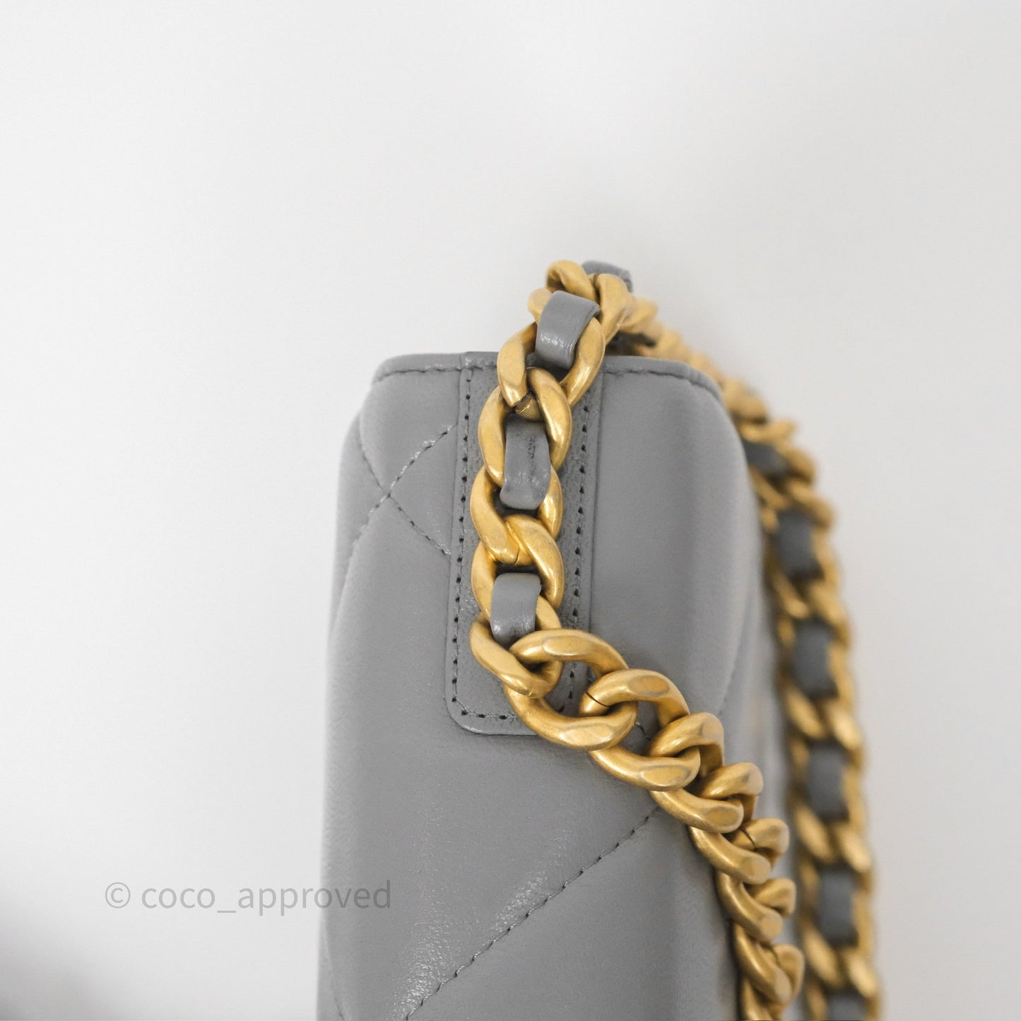 Chanel 19 Wallet on Chain WOC Grey Lambskin Mixed Hardware