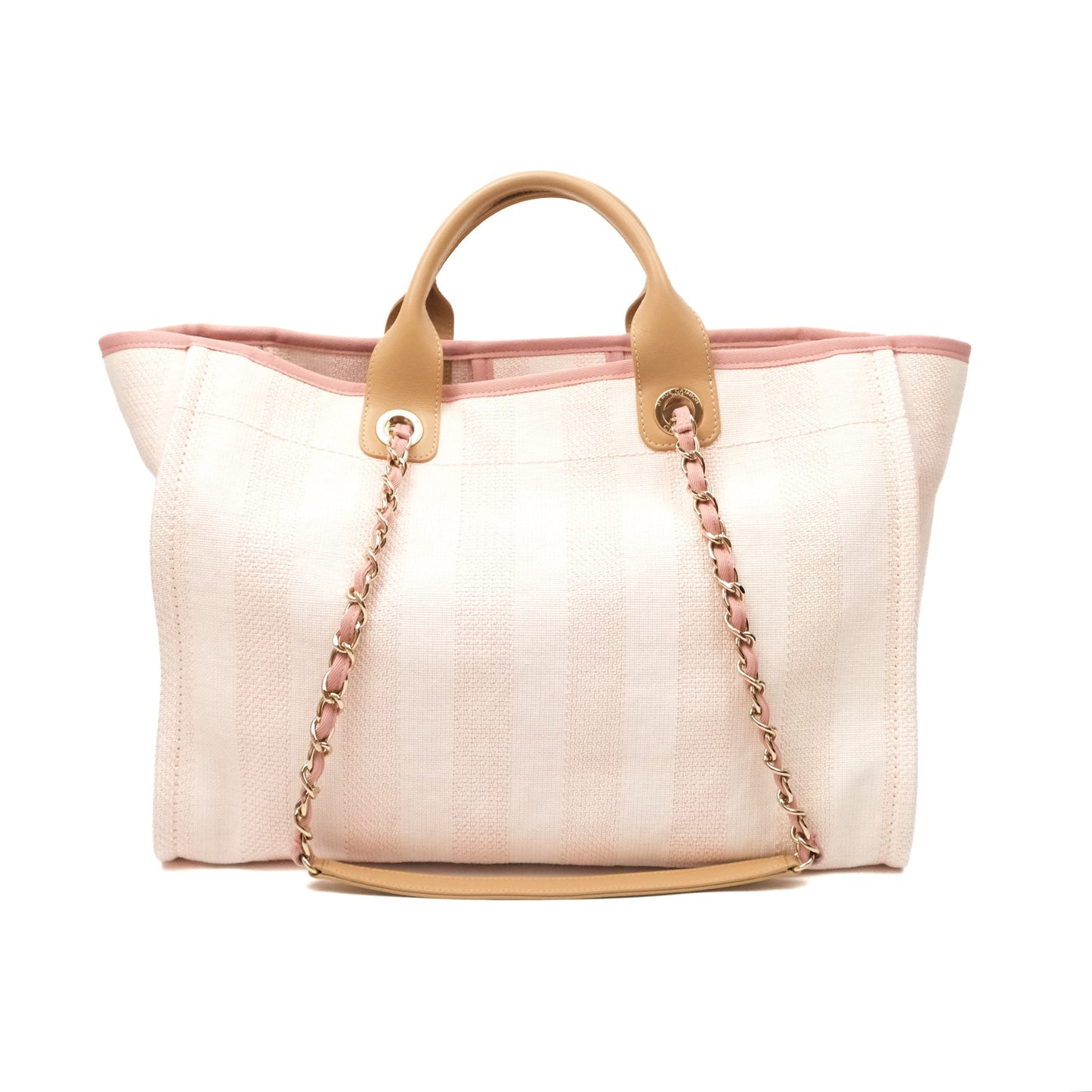 Chanel Canvas Large Deauville Tote Light Pink Stripe