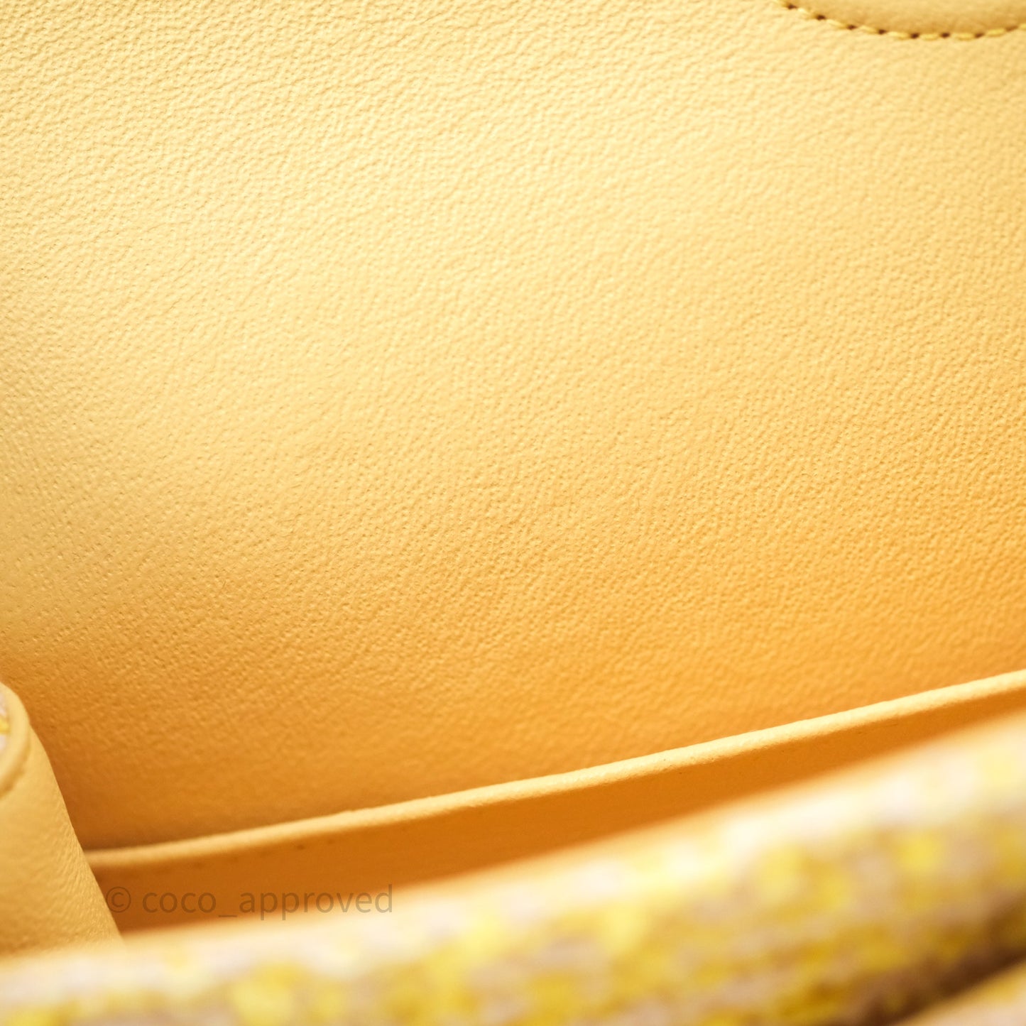 Chanel Classic M/L Medium Flap Quilted Yellow Tweed Gold Hardware