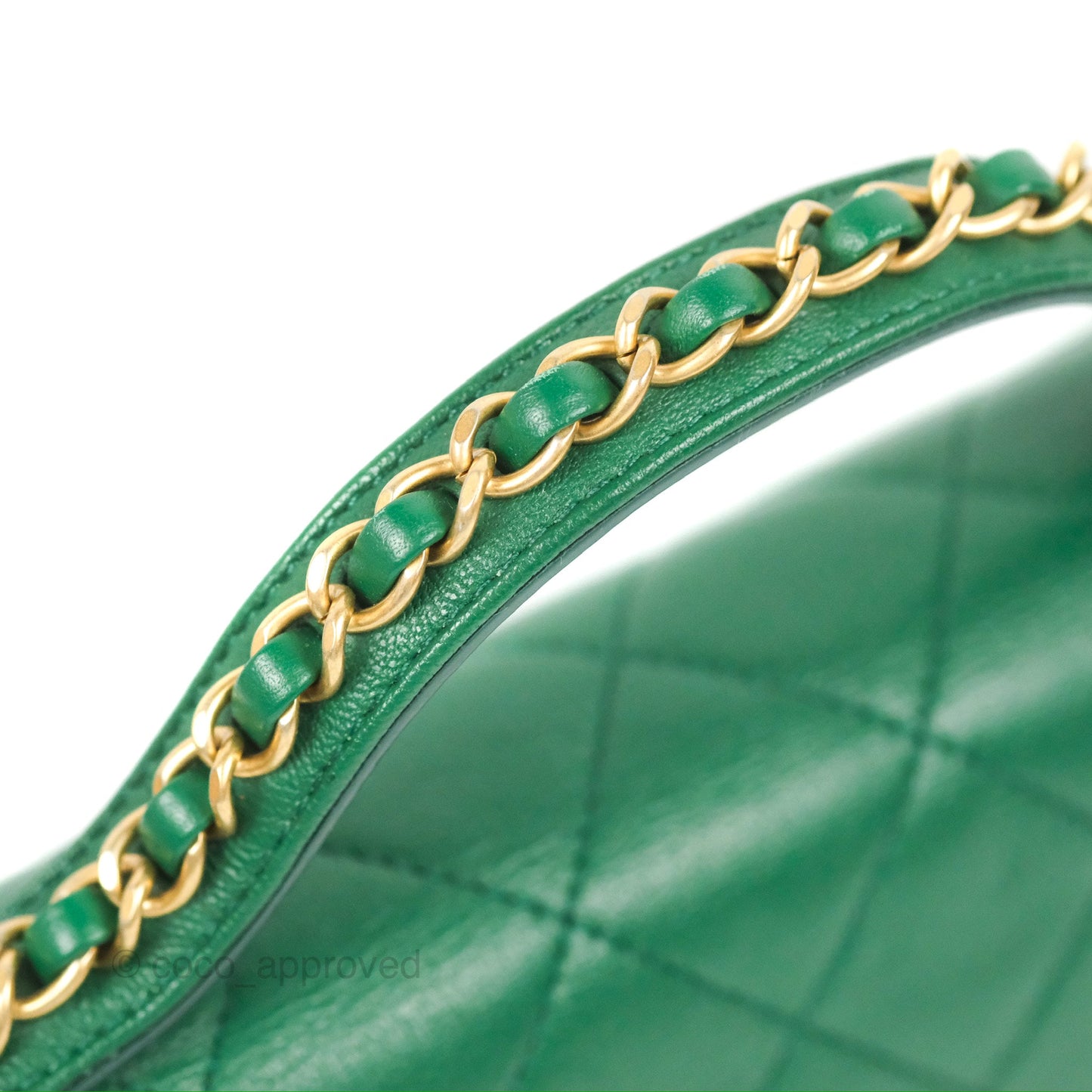 Chanel Chain Infinity Top Handle Bag Green Lambskin Aged Gold Hardware