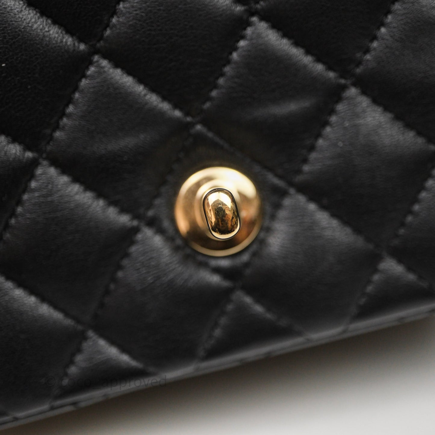 Chanel Mini Square Quilted Black Lambskin Gold Hardware