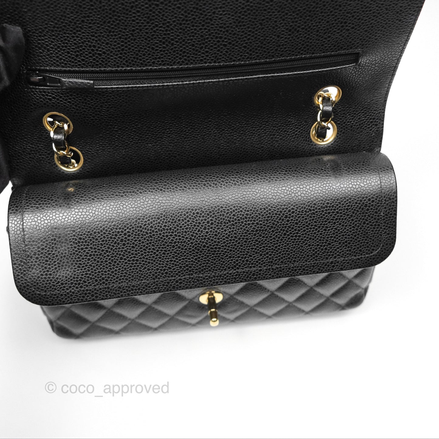 Chanel Classic M/L Medium Flap Quilted Black Caviar Gold Hardware