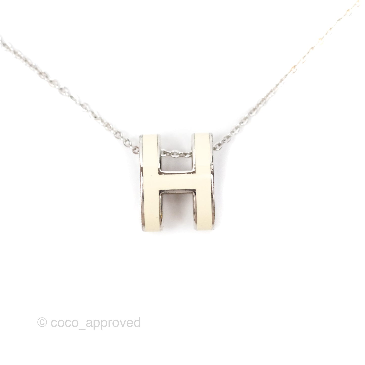 Hermès Pop H Pendant Necklace Blanc 01 Palladium Hardware