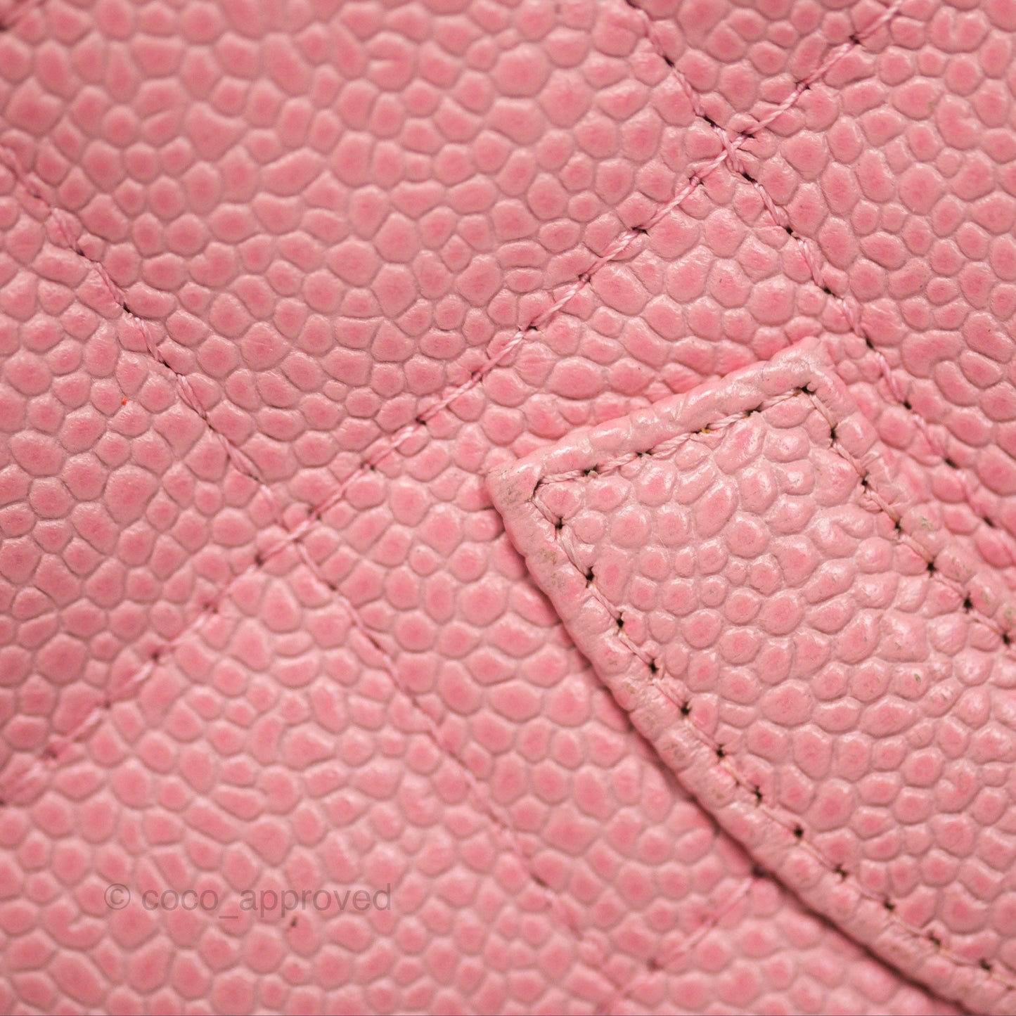 Chanel Vintage CC Quilted Shoulder Bag Pink Caviar Gold Hardware