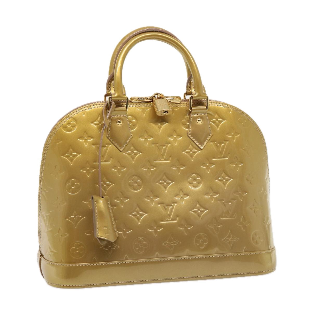 LOUIS VUITTON Monogram Vernis Alma PM Hand Bag Beige Poodle M91751 LV 77194