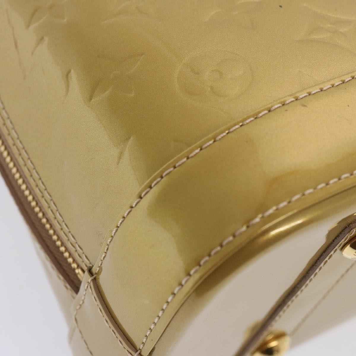 LOUIS VUITTON Monogram Vernis Alma PM Hand Bag Beige Poodle M91751 LV 77194