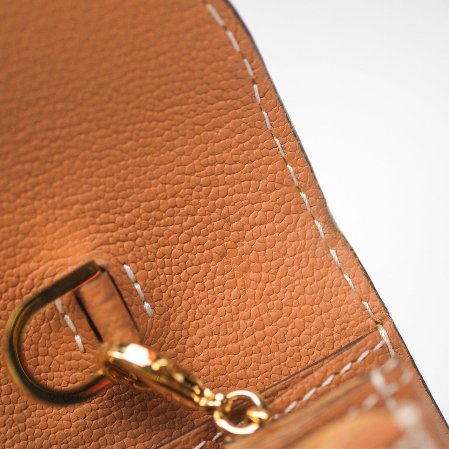 Delvaux Brillant Long Wallet Chain Surpiqué Vegetal Ivory Rodeo Calf