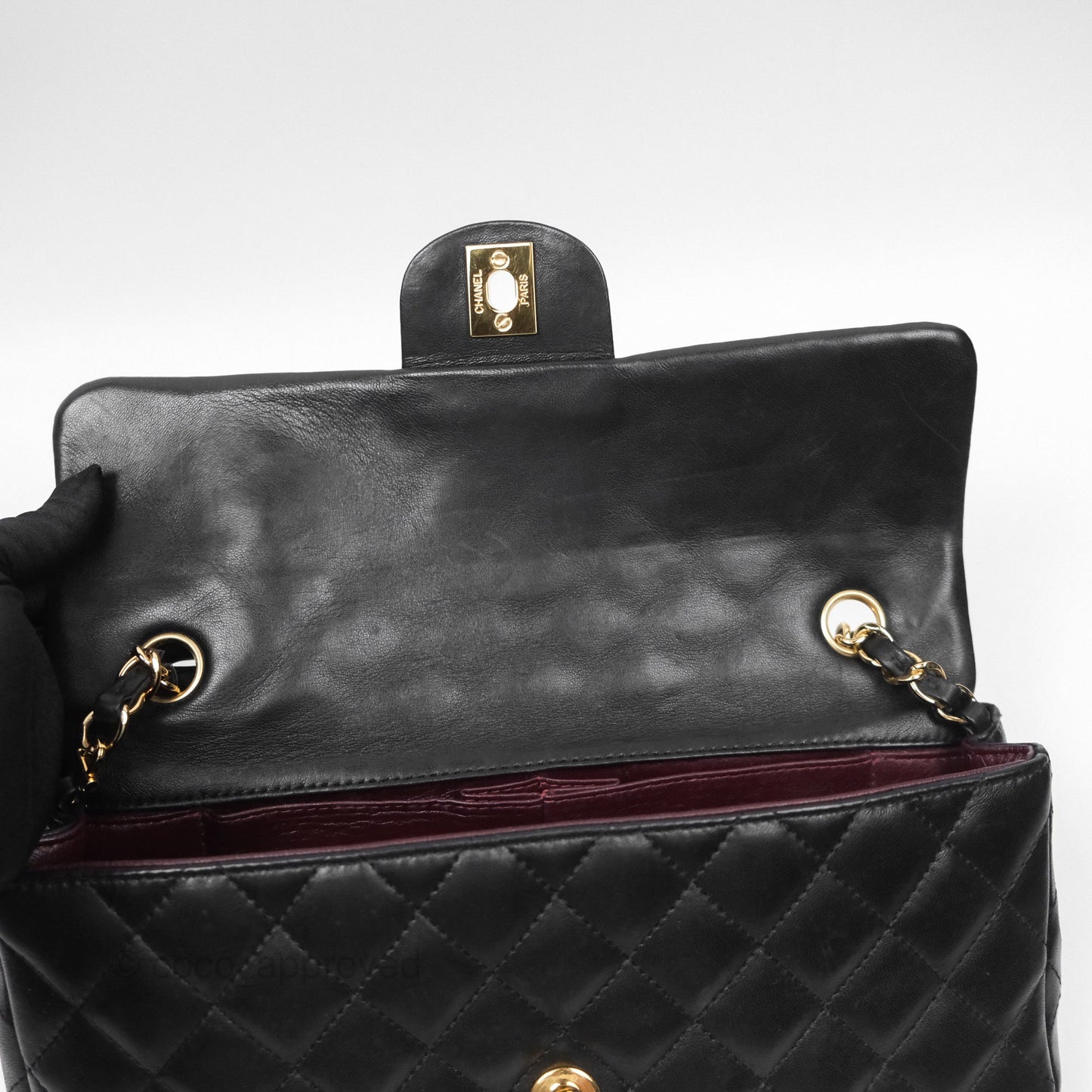 Chanel Quilted East West Flap Bag Black Lambskin Gold Hardware