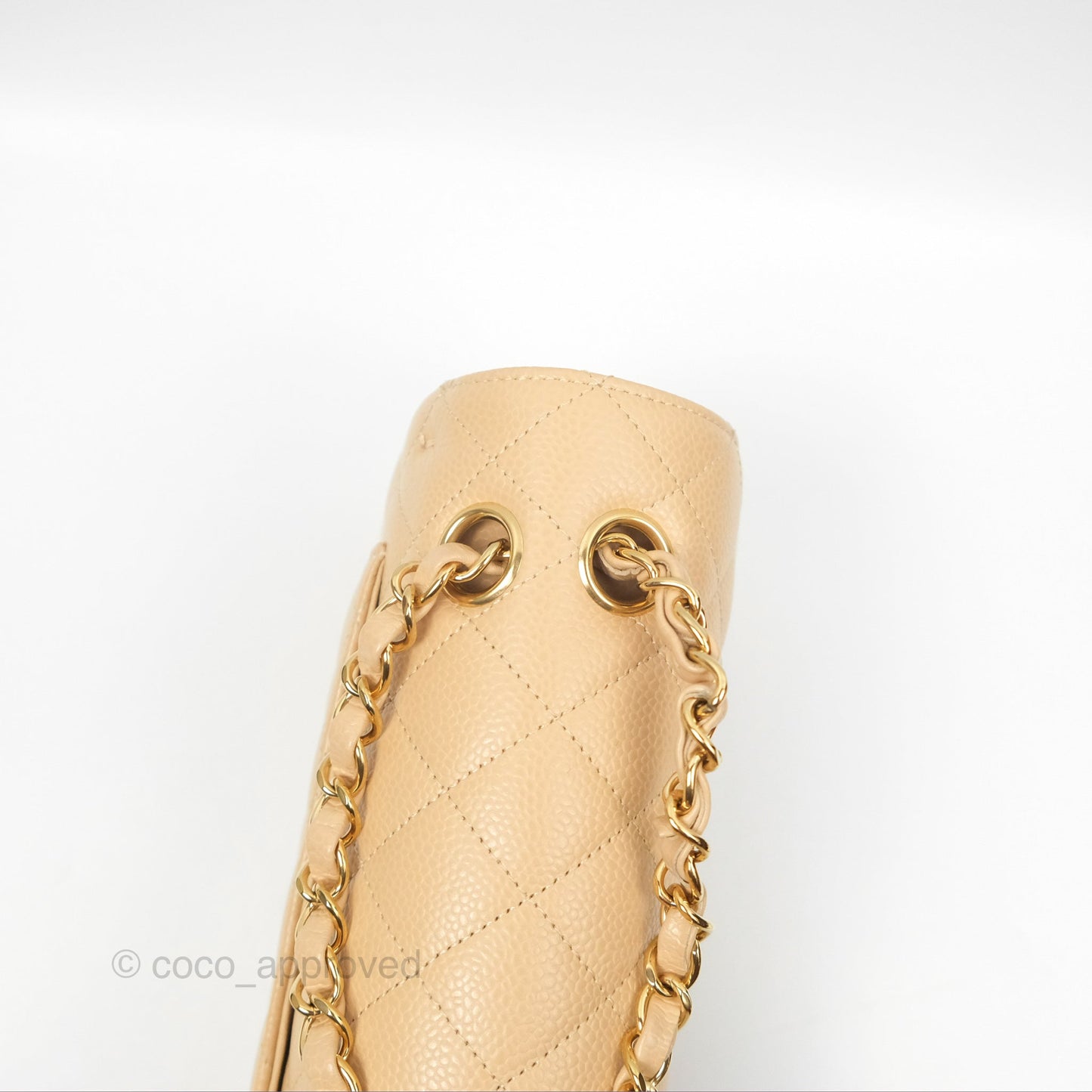 Chanel Small Quilted Classic Flap Beige Caviar Gold Hardware