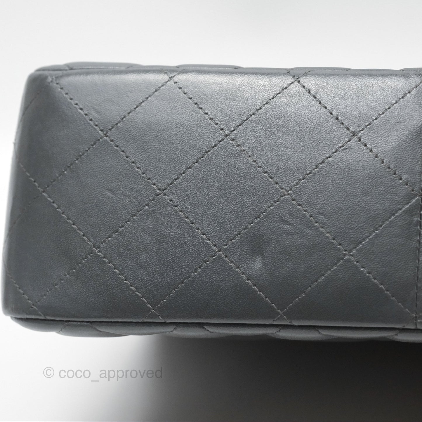 Chanel Jumbo Double Flap Dark Grey Lambskin Brushed Gold Hardware⁣⁣