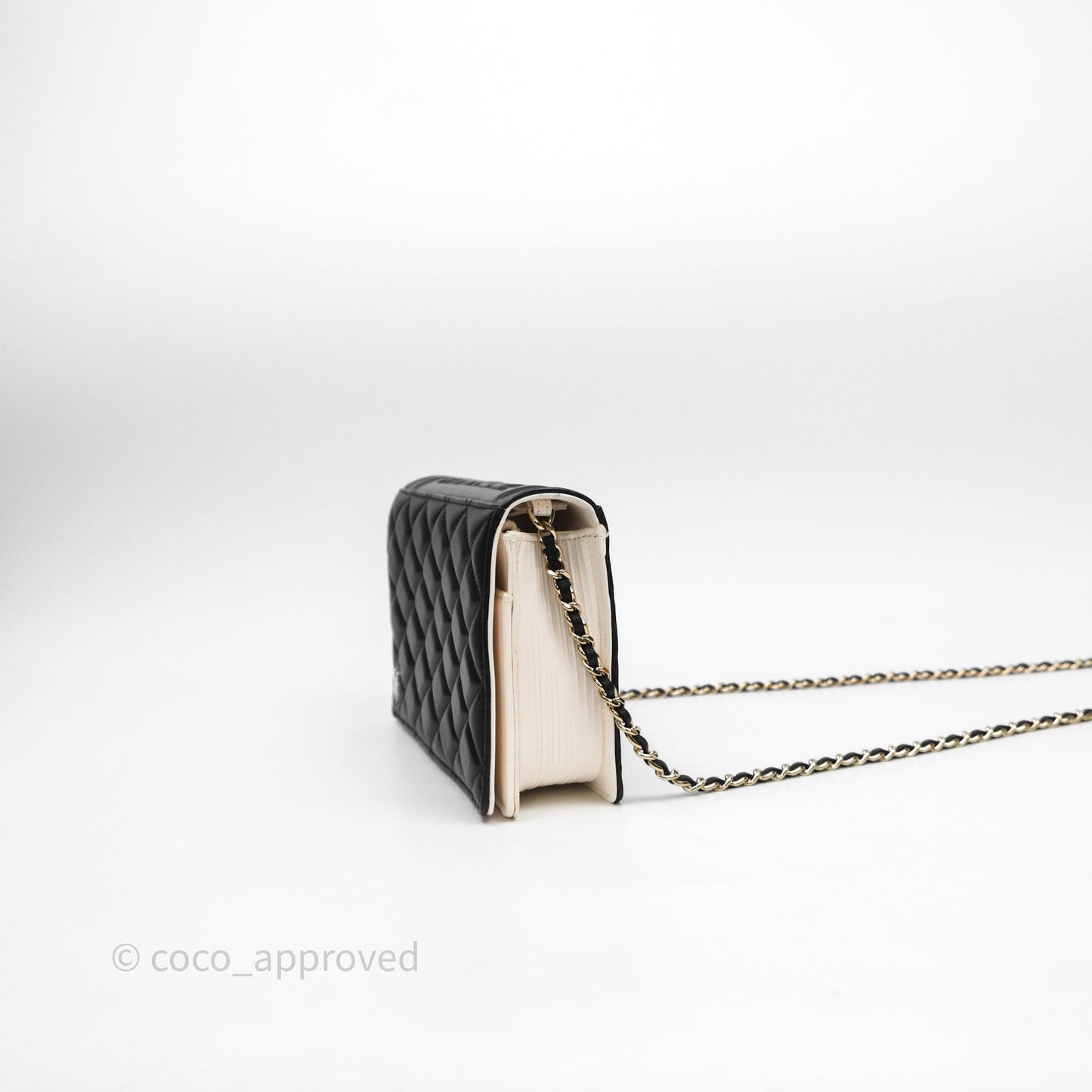 Chanel Quilted Book Wallet on Chain WOC Black Lambskin Gold Hardware