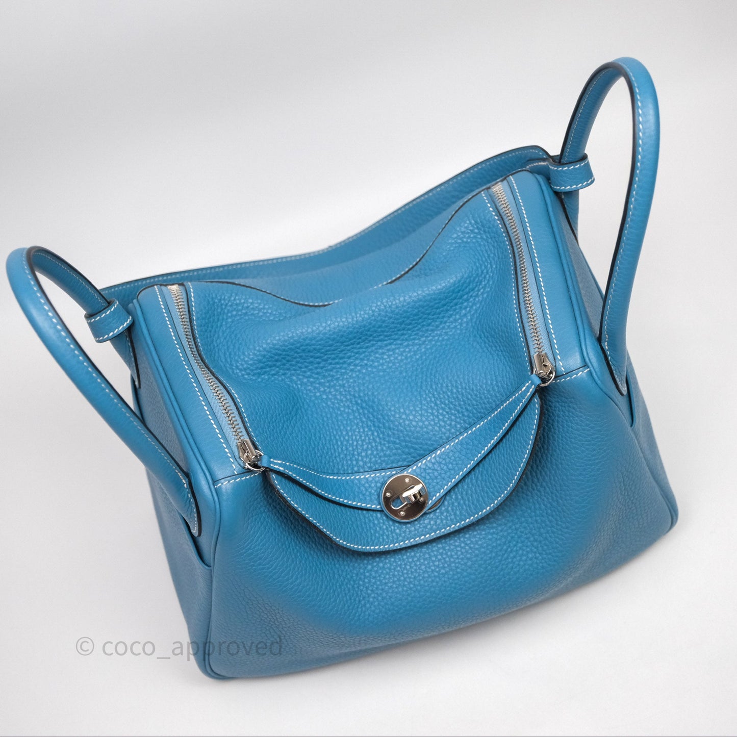 Hermès Lindy 30 Bleu Jean 75 Clemence Palladium Hardware