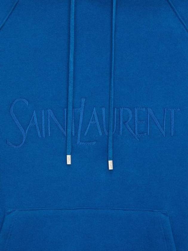 Luxury Saint Laurent Embroidered Logo Hoodie Blue