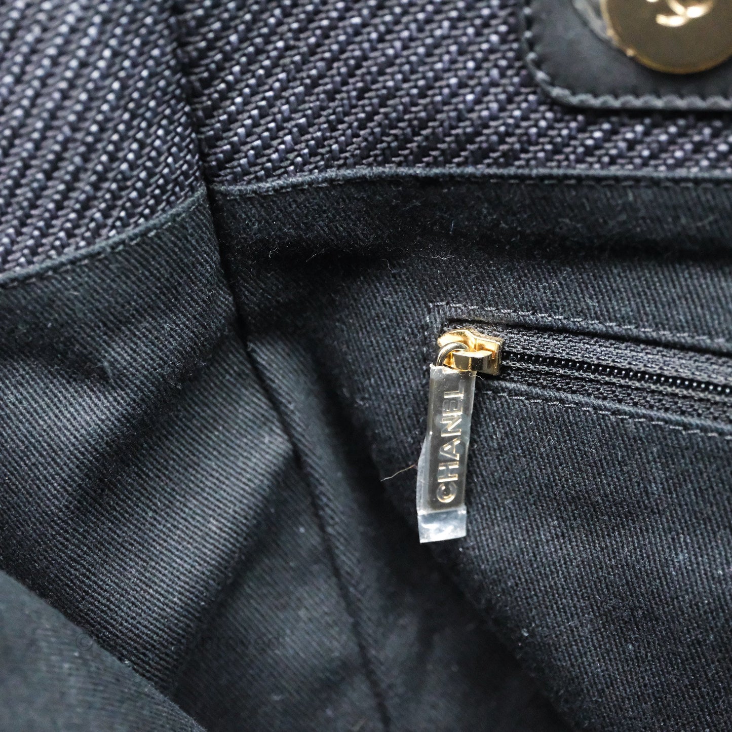 Chanel Medium Deauville Navy Canvas Gold Hardware