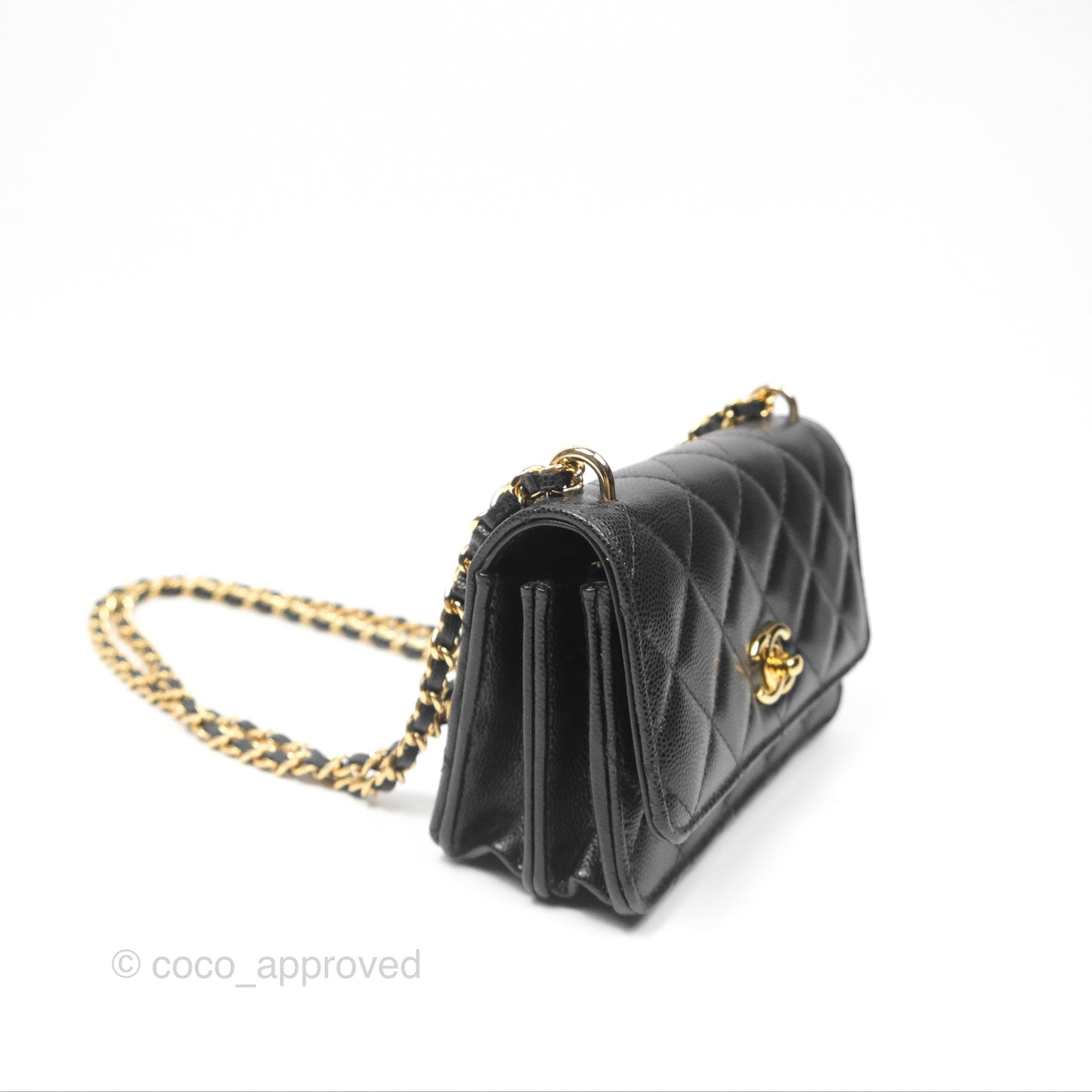 Chanel Mini WOC Bag Charm Black Caviar Gold Hardware