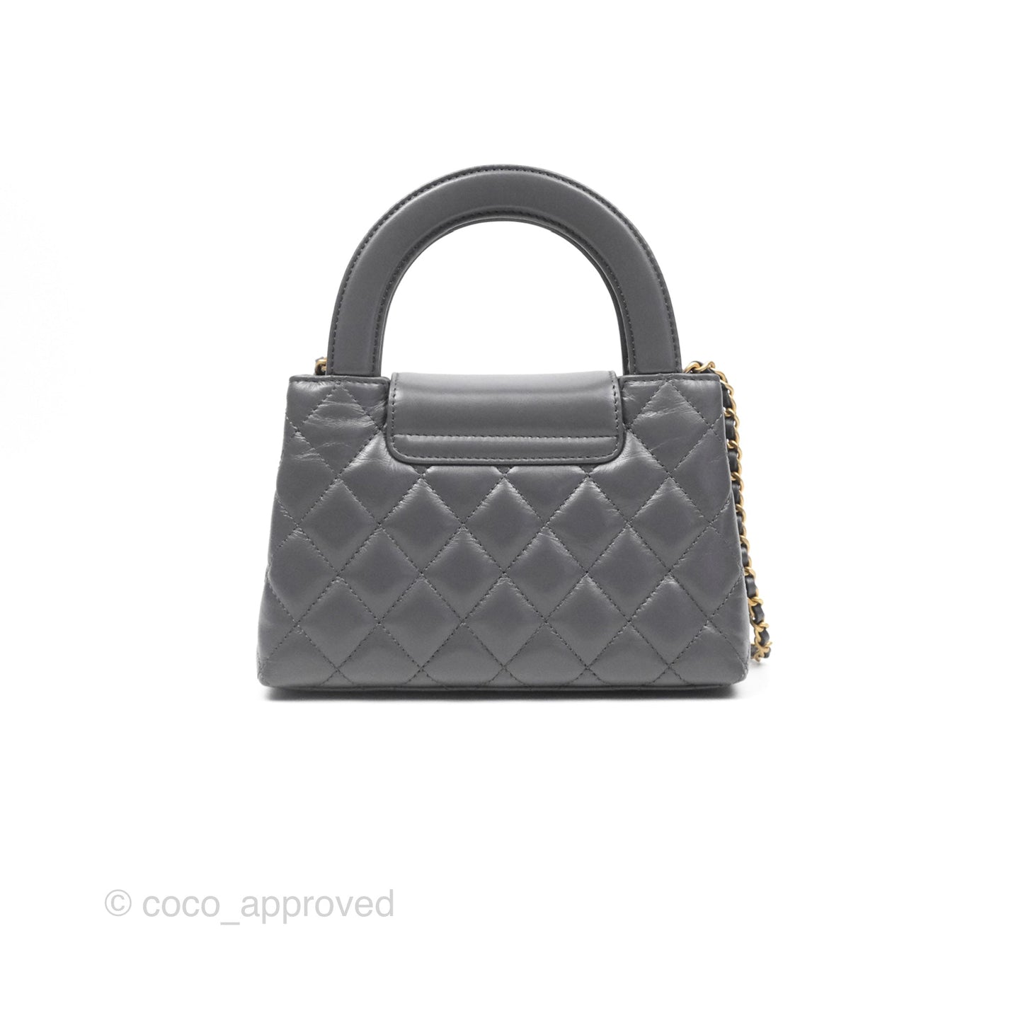 Chanel Kelly Bag Quilted Grey Shiny Calfskin Aged Gold Hardware