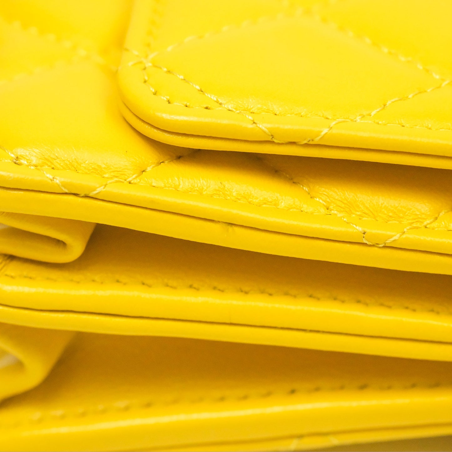 Chanel Lacquered Chain Mini WOC Yellow Lambskin