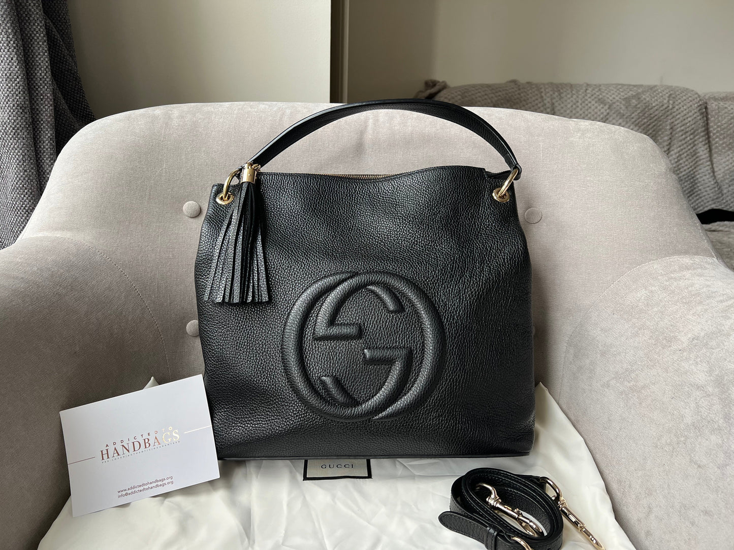 Luxury Gucci Trending 2025 Black Soho Convertible Hobo