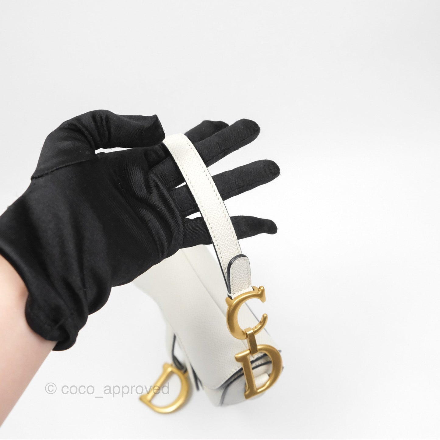 Christian Dior Mini Saddle Bag White Grained Calfskin Gold Hardware