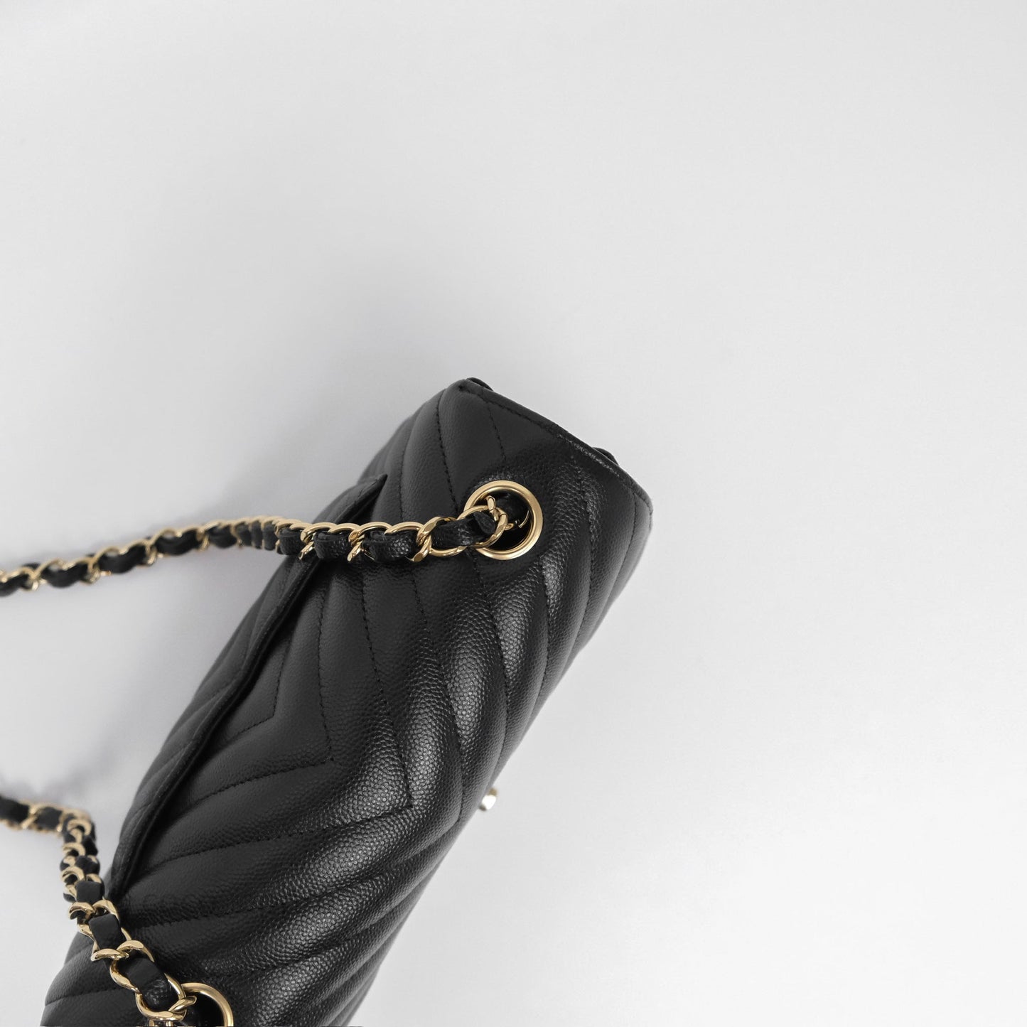 Chanel Mini Rectangular Chevron Black Caviar Gold Hardware