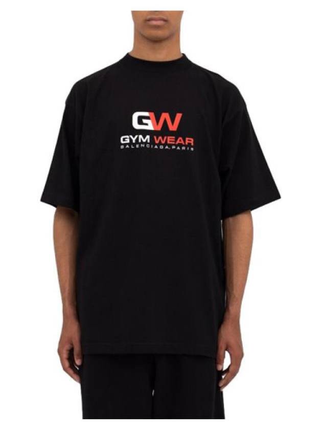 Luxury Balenciaga Gym Wear Logo Print Short Sleeve T-Shirt Black
