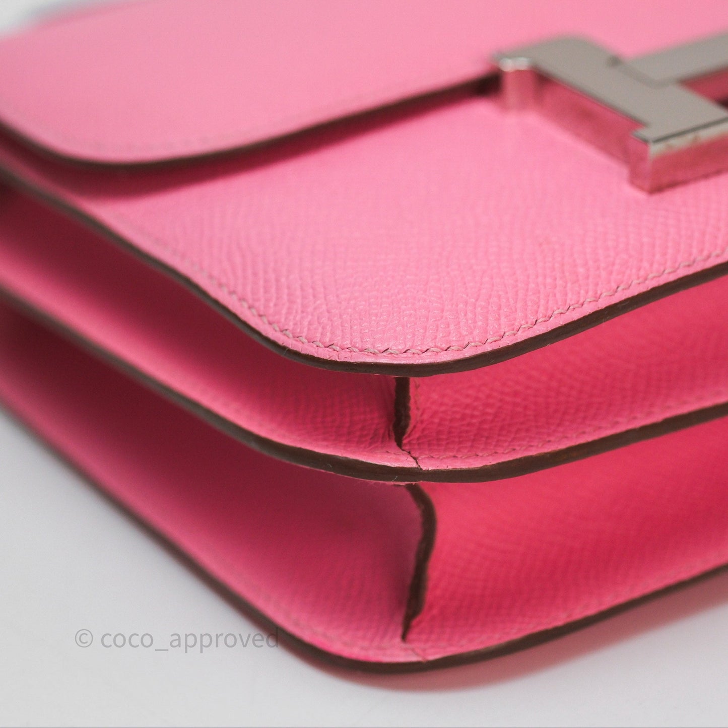 Hermès Constance Mini 18cm Rose d'ete Epsom Palladium Hardware