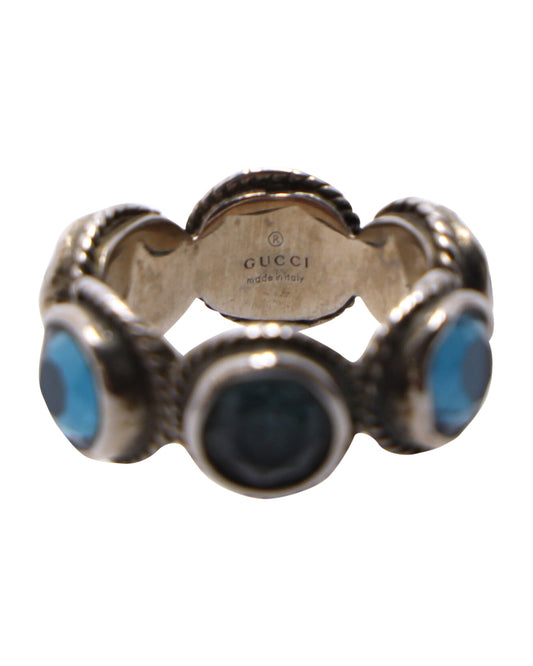 Luxury Gucci Trending 2025 Interlocking G Swarovski Crystal Ring in Silver Metal