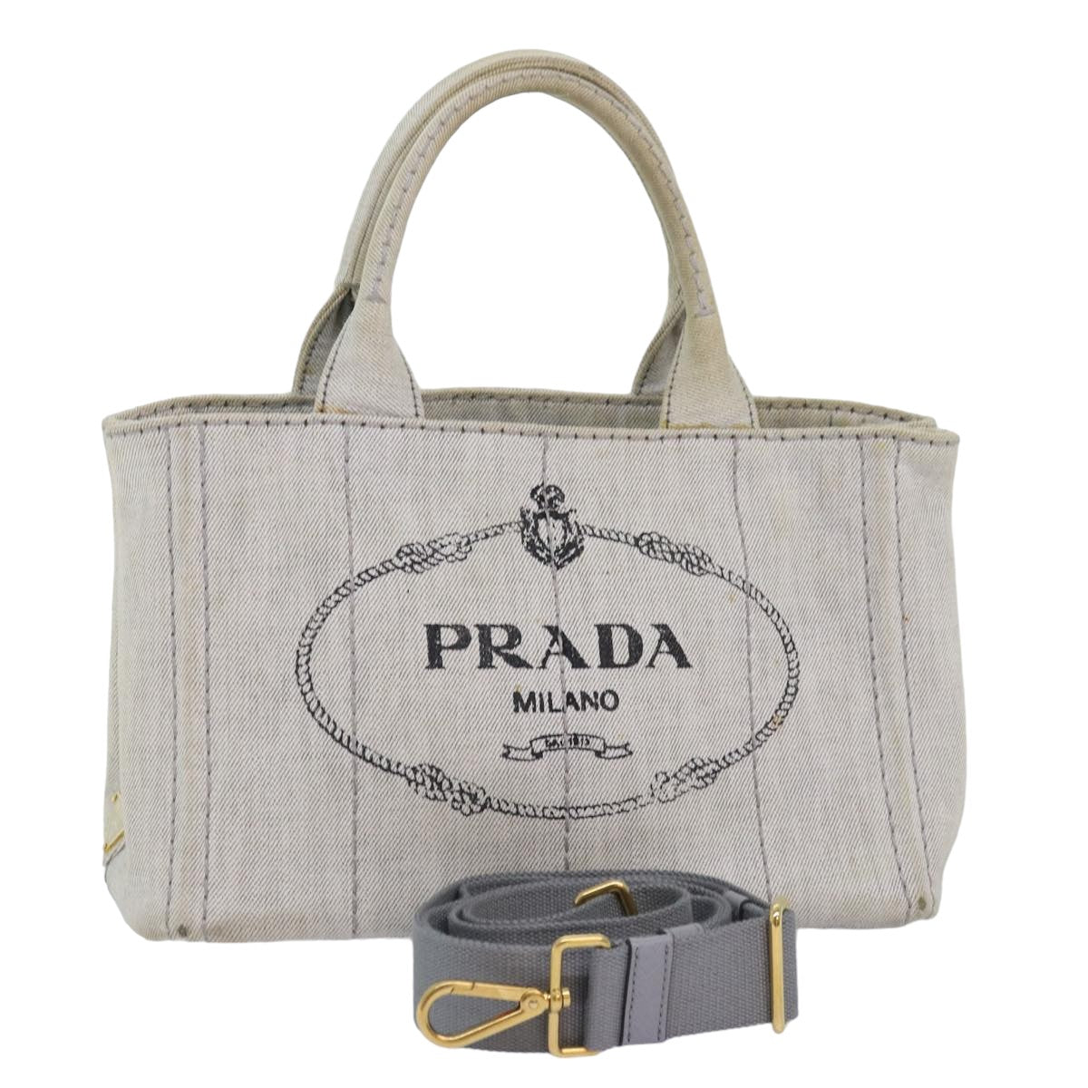 Luxury PradaCanapa PM Hand Bag Canvas 2way White 77362