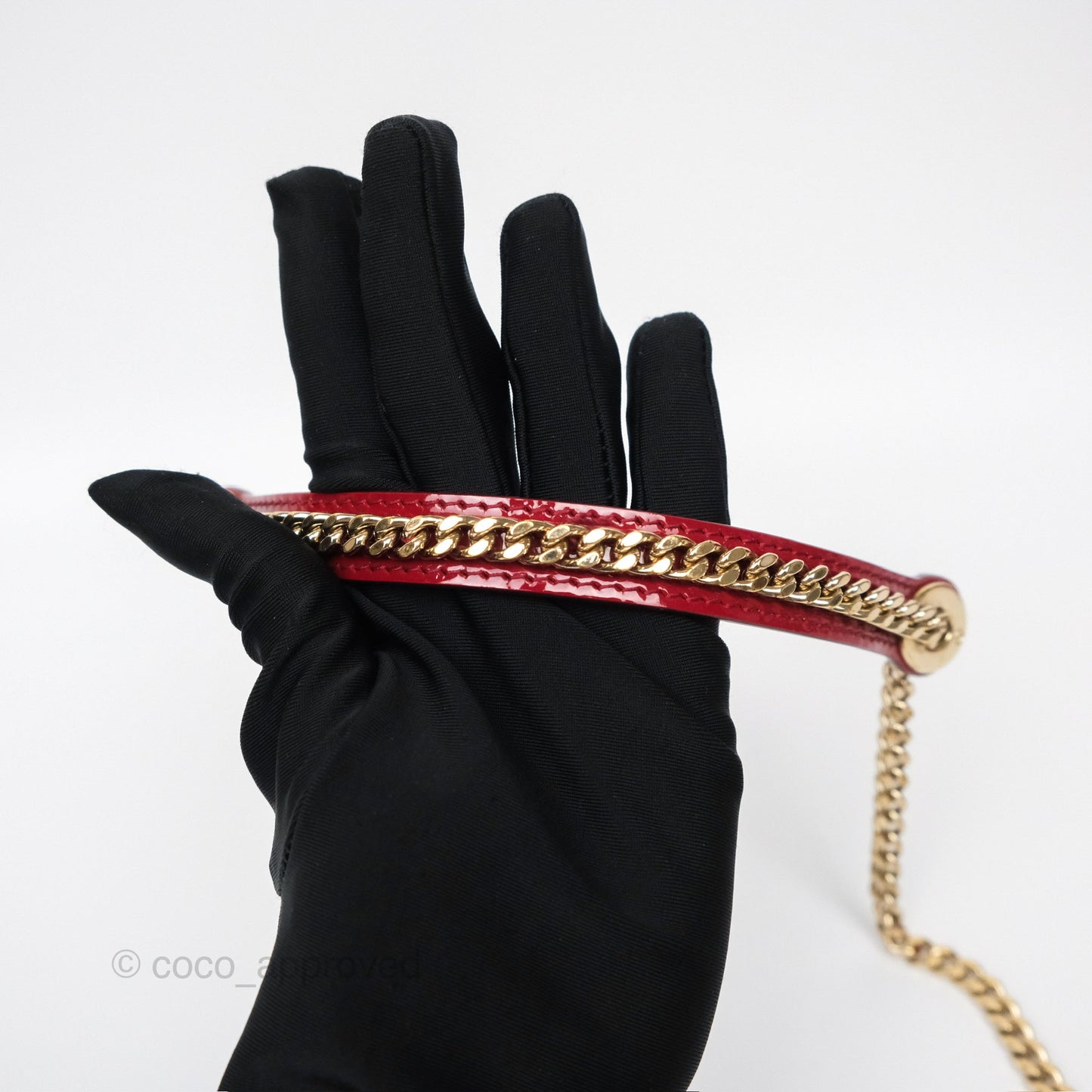 Christian Dior Mini Lady Dior Red Patent Cannage Gold Hardware