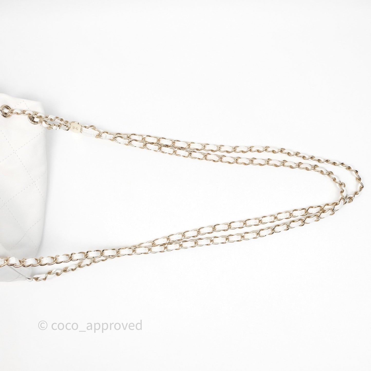 Chanel Quilted Drawstring Bucket Backpack White Calfskin Gold Hardware 24C