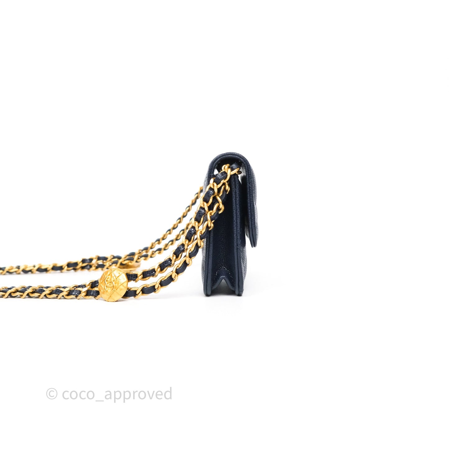 Chanel Twist Your Button Coin Purse With Chain Navy Shiny Caviar