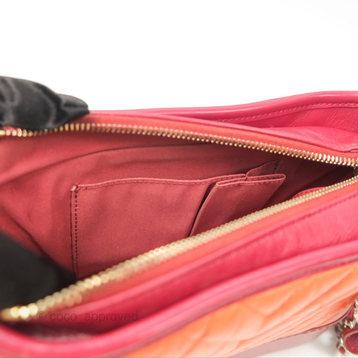 Chanel Small Gabrielle Hobo Chevron Orange Red Aged Calfskin