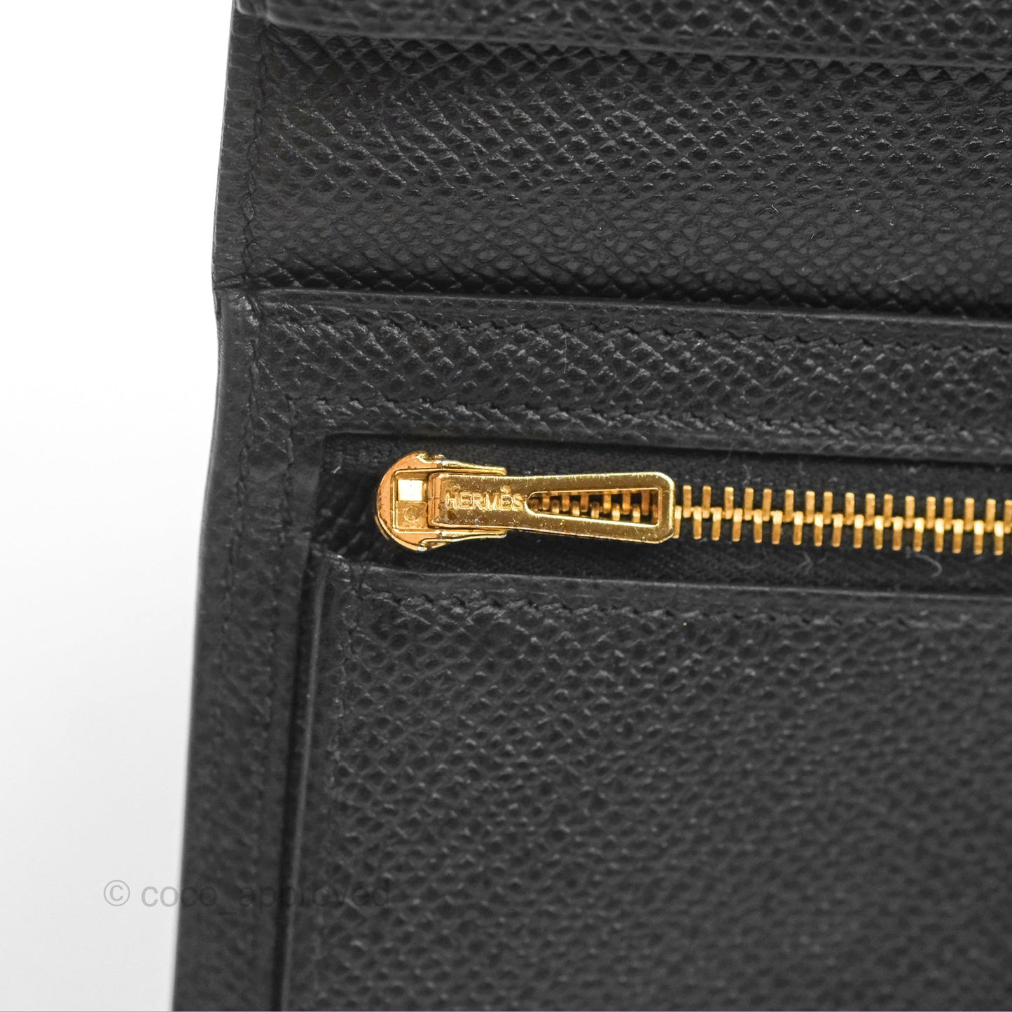 Hermès Bearn Long Wallet Black Noir 89 Epsom Gold Hardware