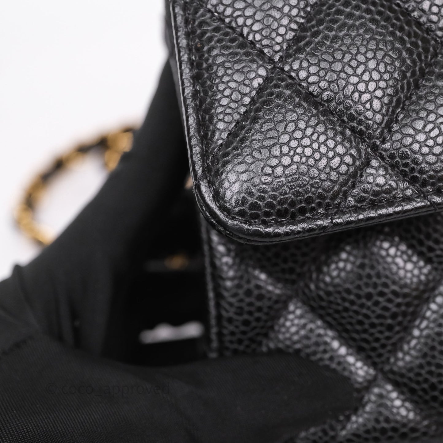 Chanel Classic M/L Medium Flap Quilted Black Caviar Gold Hardware
