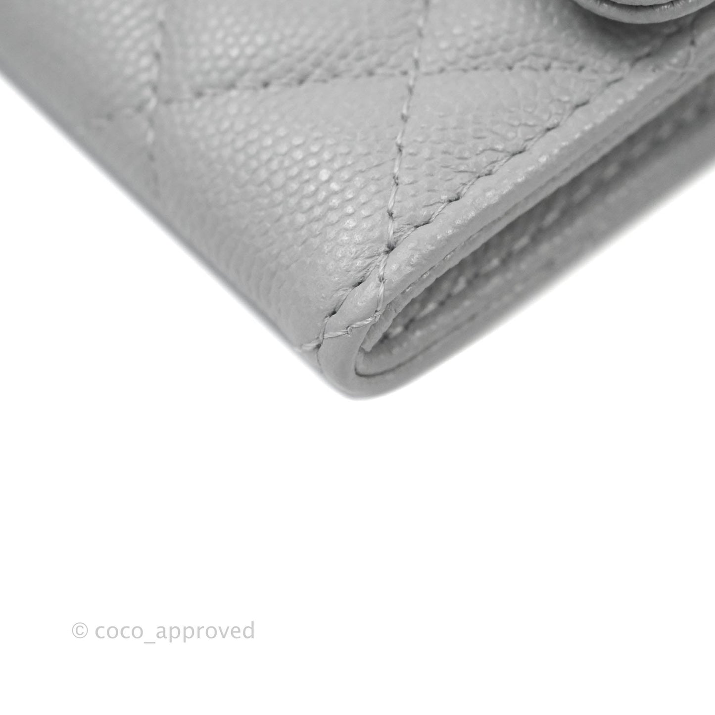 Chanel Quilted Flap Card Holder Grey Caviar Gold Hardware 21A