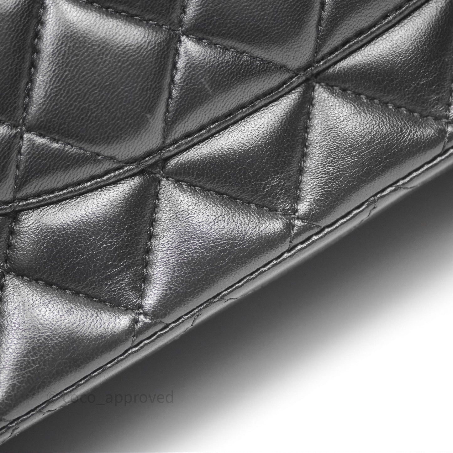 Chanel Classic M/L Medium Flap Quilted Black Lambskin Silver Hardware