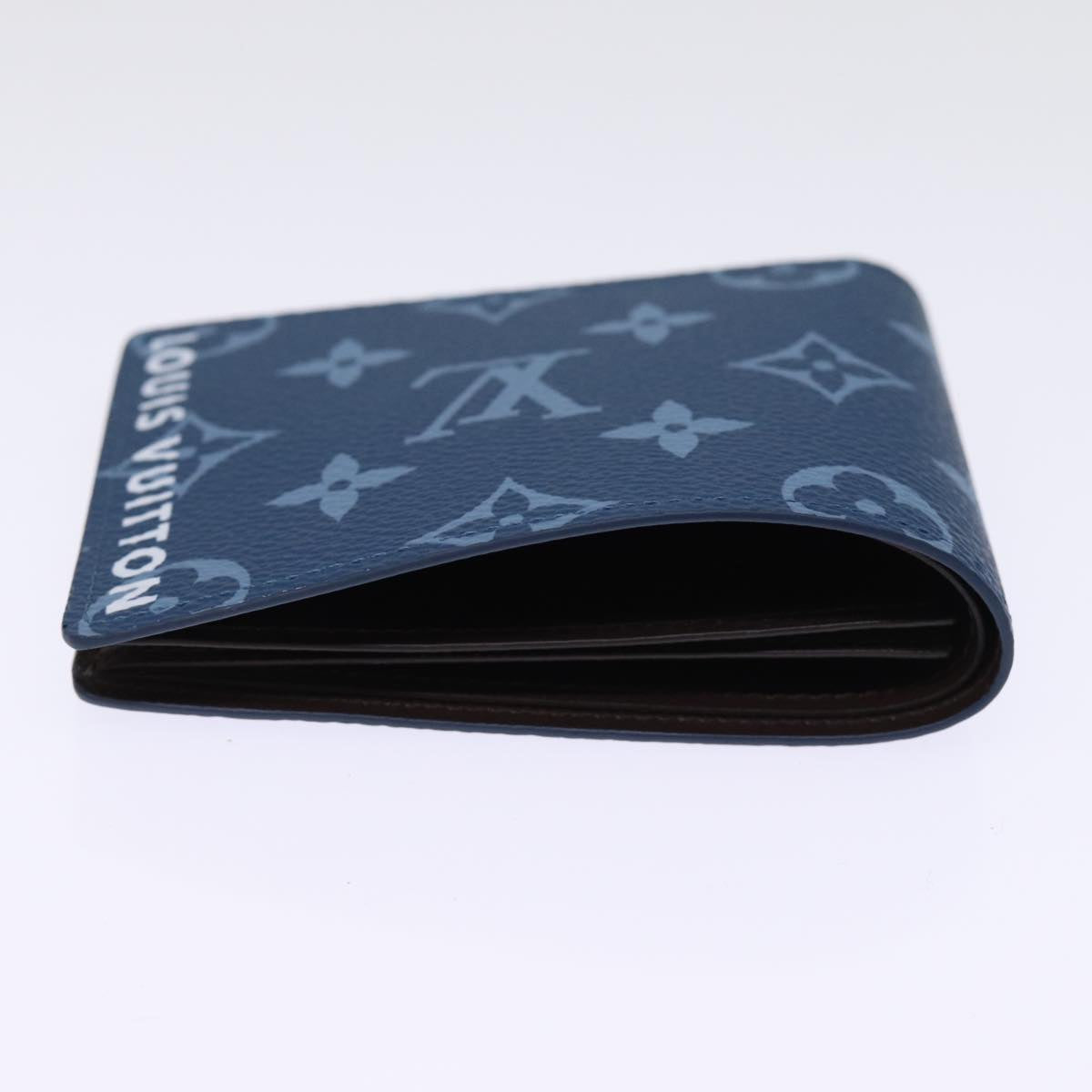 LOUIS VUITTON Monogram Portefeuille Slender Billfold Blue M82798 LV 77435S