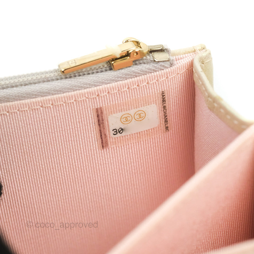Chanel Quilted Mini Wallet on Chain WOC Iridescent Ivory Gold Hardware 20B