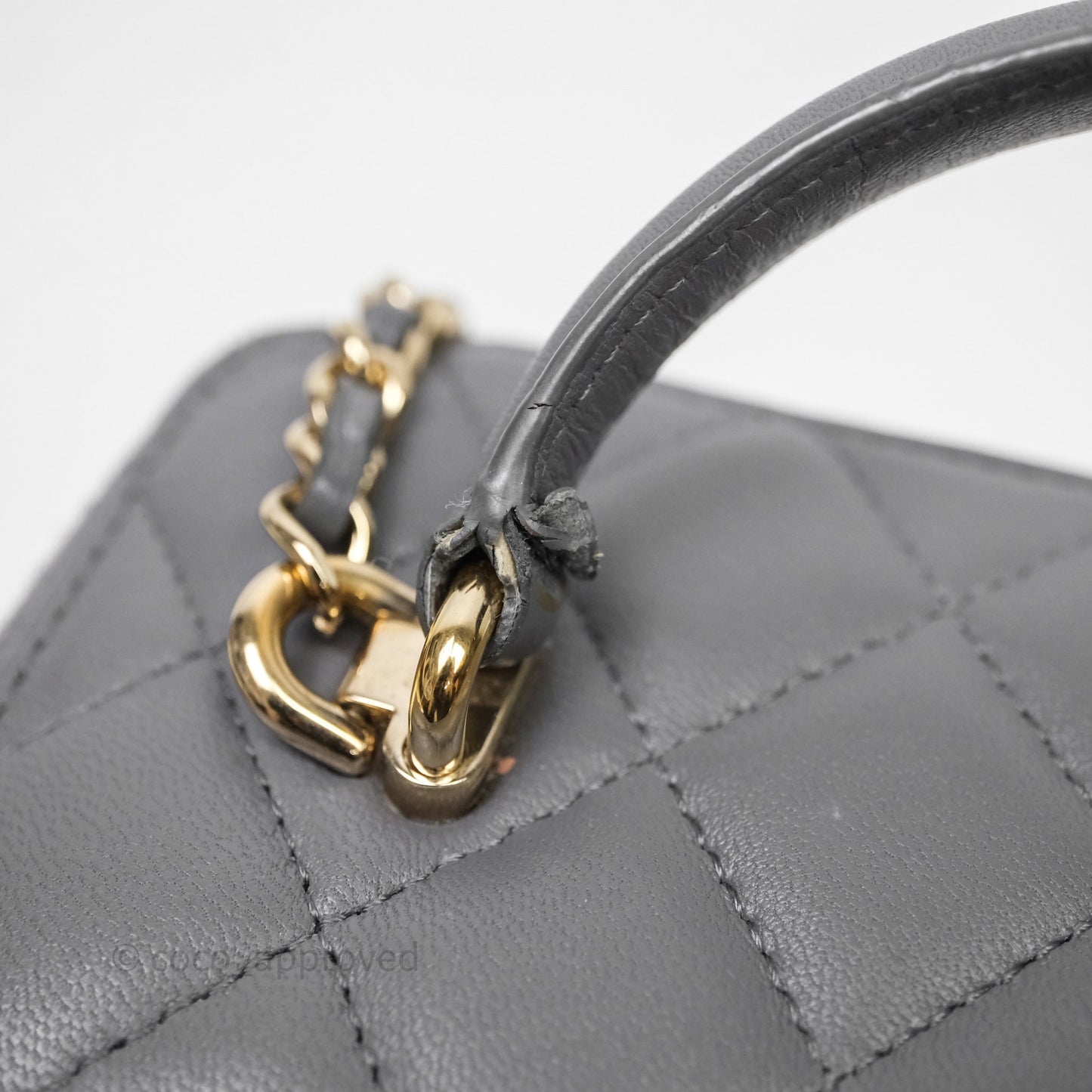 Chanel Vanity Rectangular Top Handle Grey Lambskin Gold Hardware