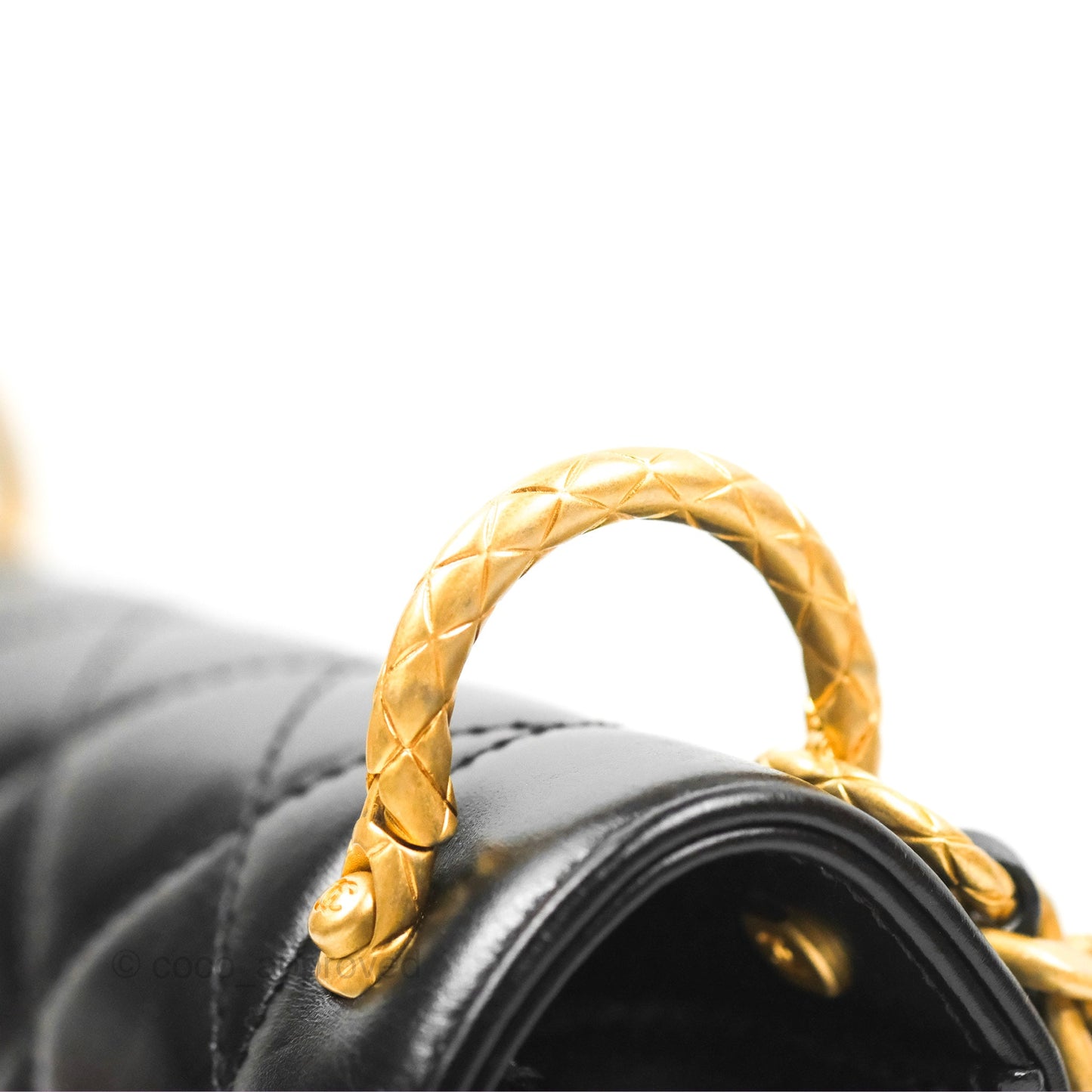 Chanel Mini Diana Flap Bag Black Calfskin Aged Gold Hardware 21B
