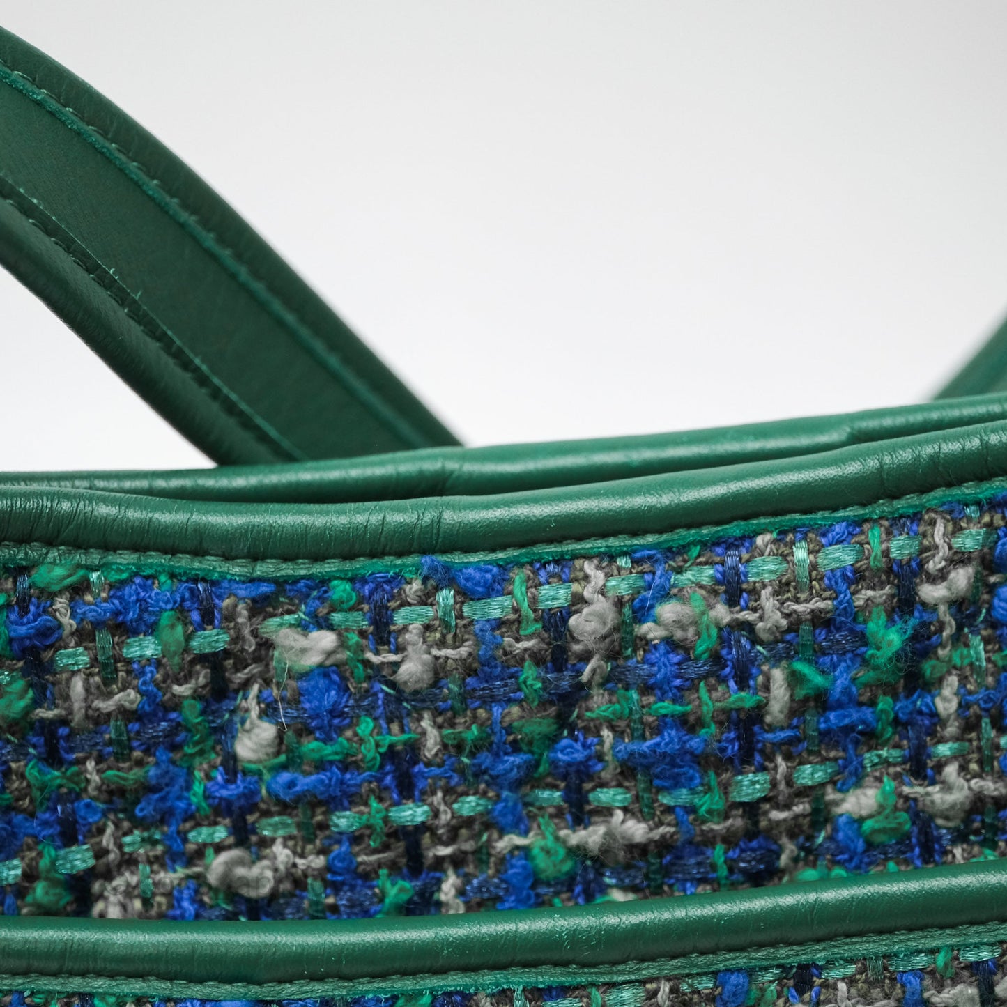 Chanel Tweed Jungle Stroll Hobo Bag Green Silver Hardware