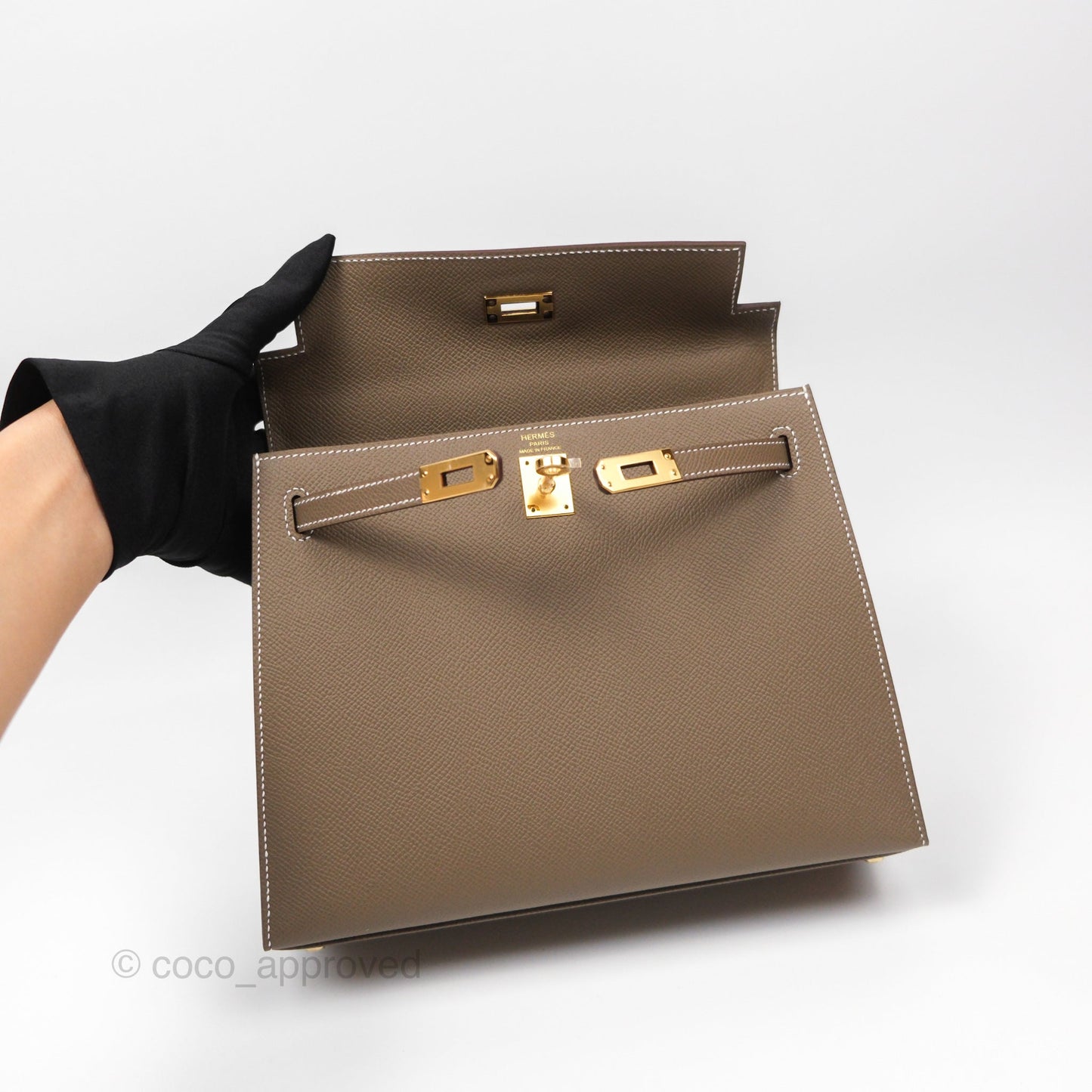 Hermès Sellier Kelly 25 Etoupe 18 Epsom Gold Hardware