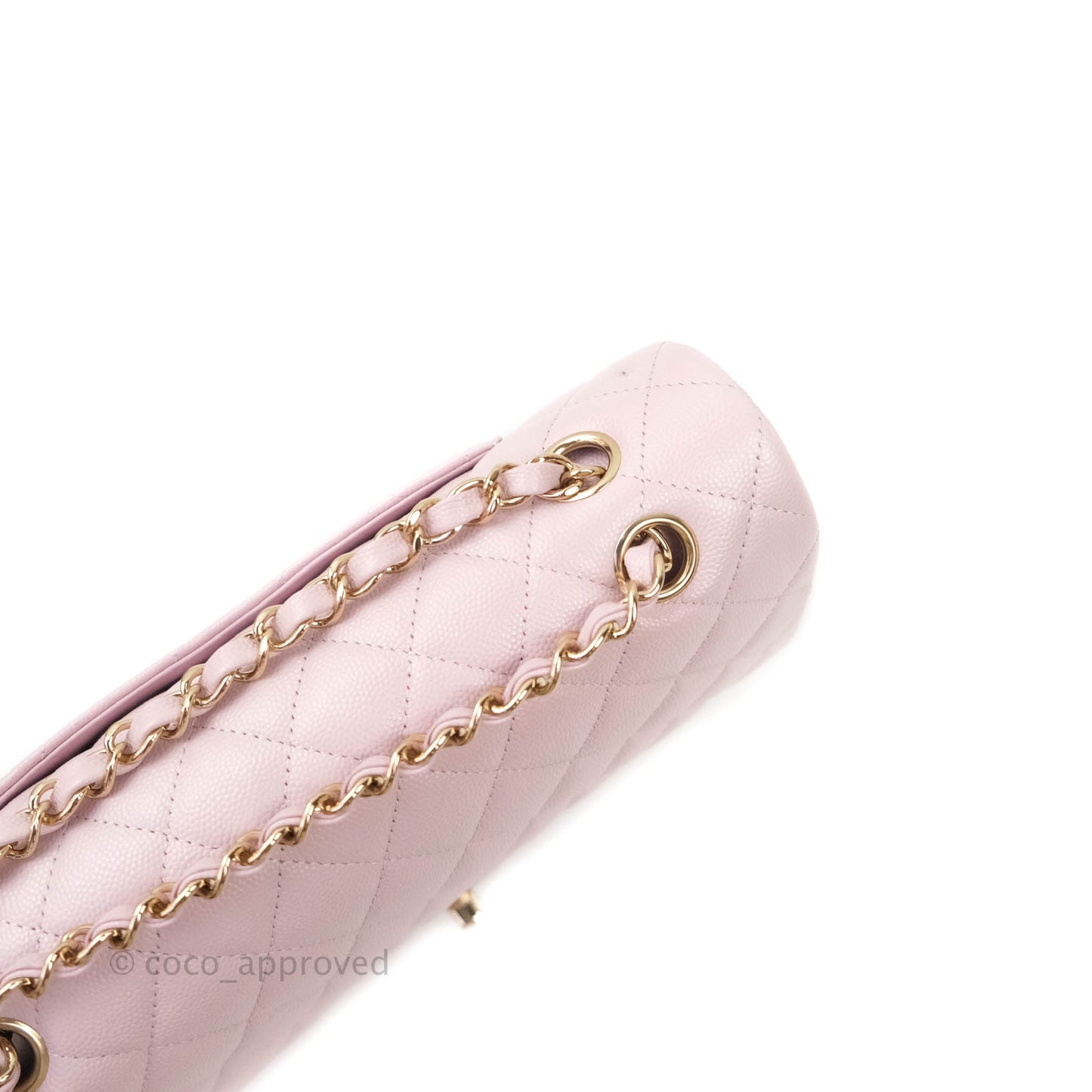 Chanel M/L Medium Double Flap Bag Lilac Rose Clair Caviar Gold Hardware 21S