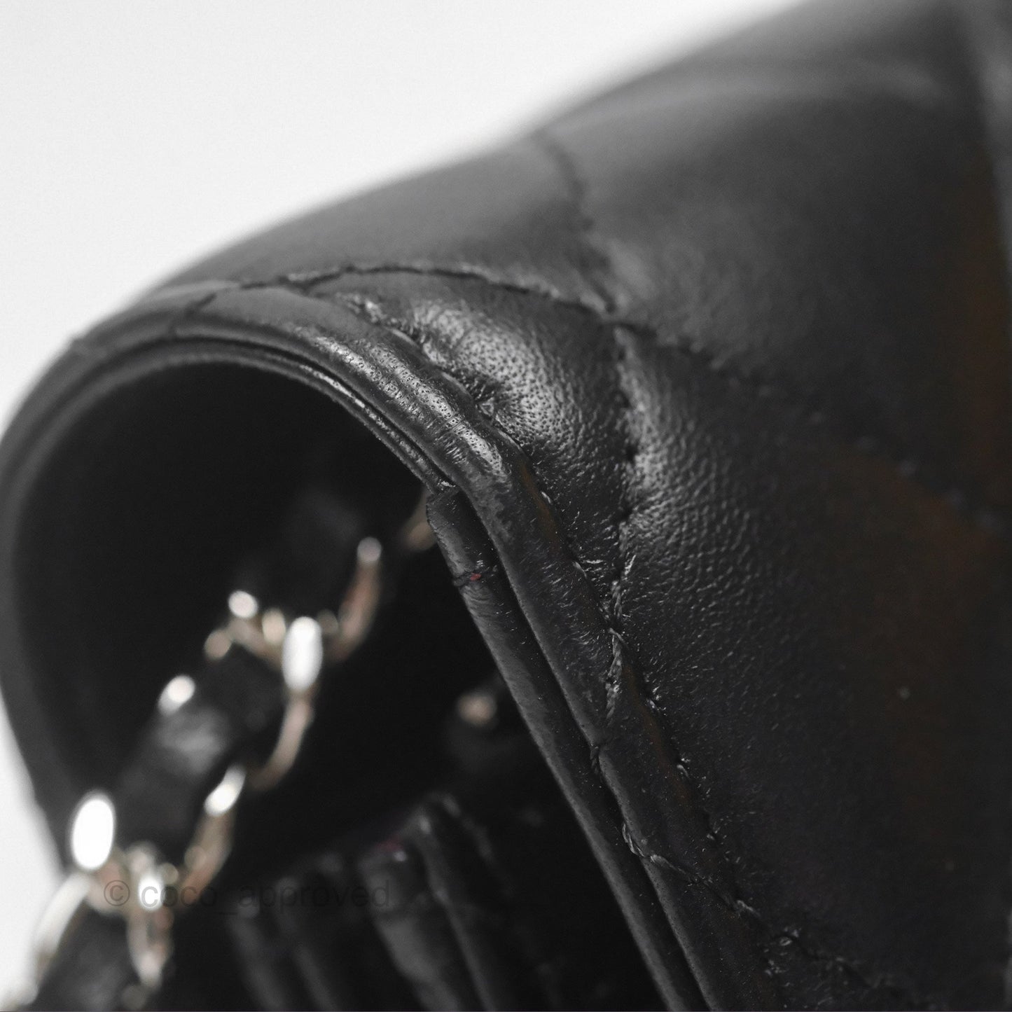 Chanel Quilted Mini Wallet on Chain WOC Black Lambskin Silver Hardware