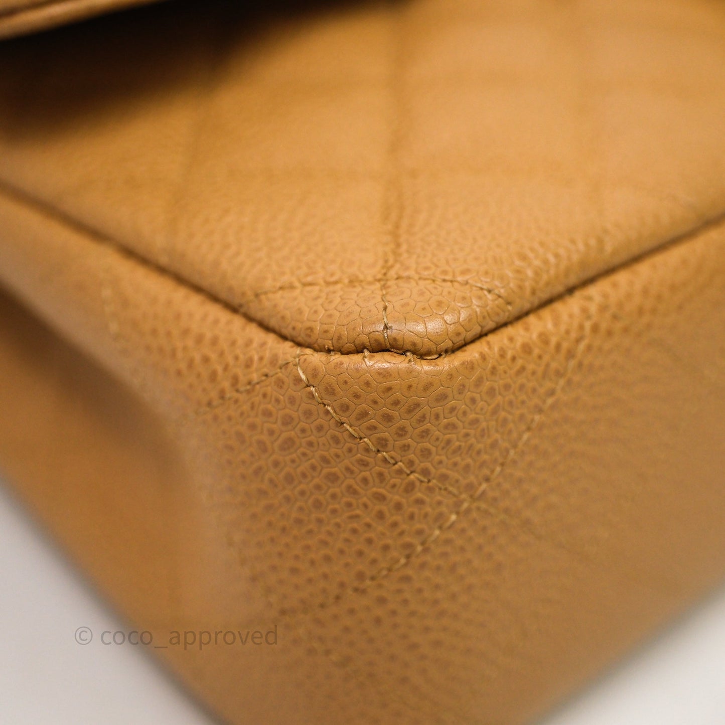 Chanel Vintage Medium Classic Flap Beige Caviar 24K Gold Hardware