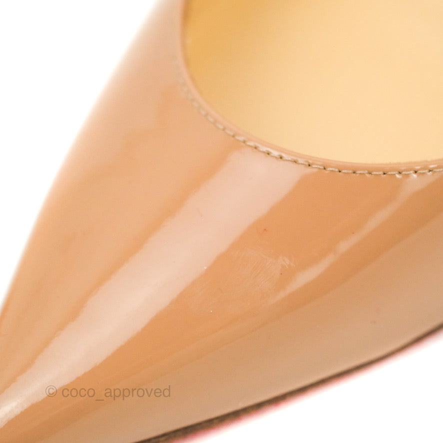 Christian Louboutin Iriza Patent Leather Pumps 100 Nude Pink Heels Size 35