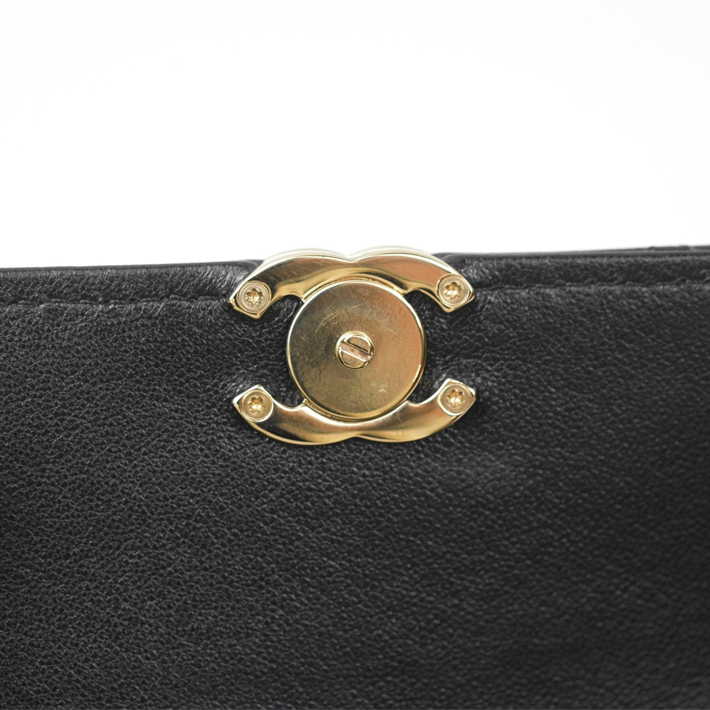 Chanel Top Handle Clutch with Chain Black Lambskin Gold Hardware 22A